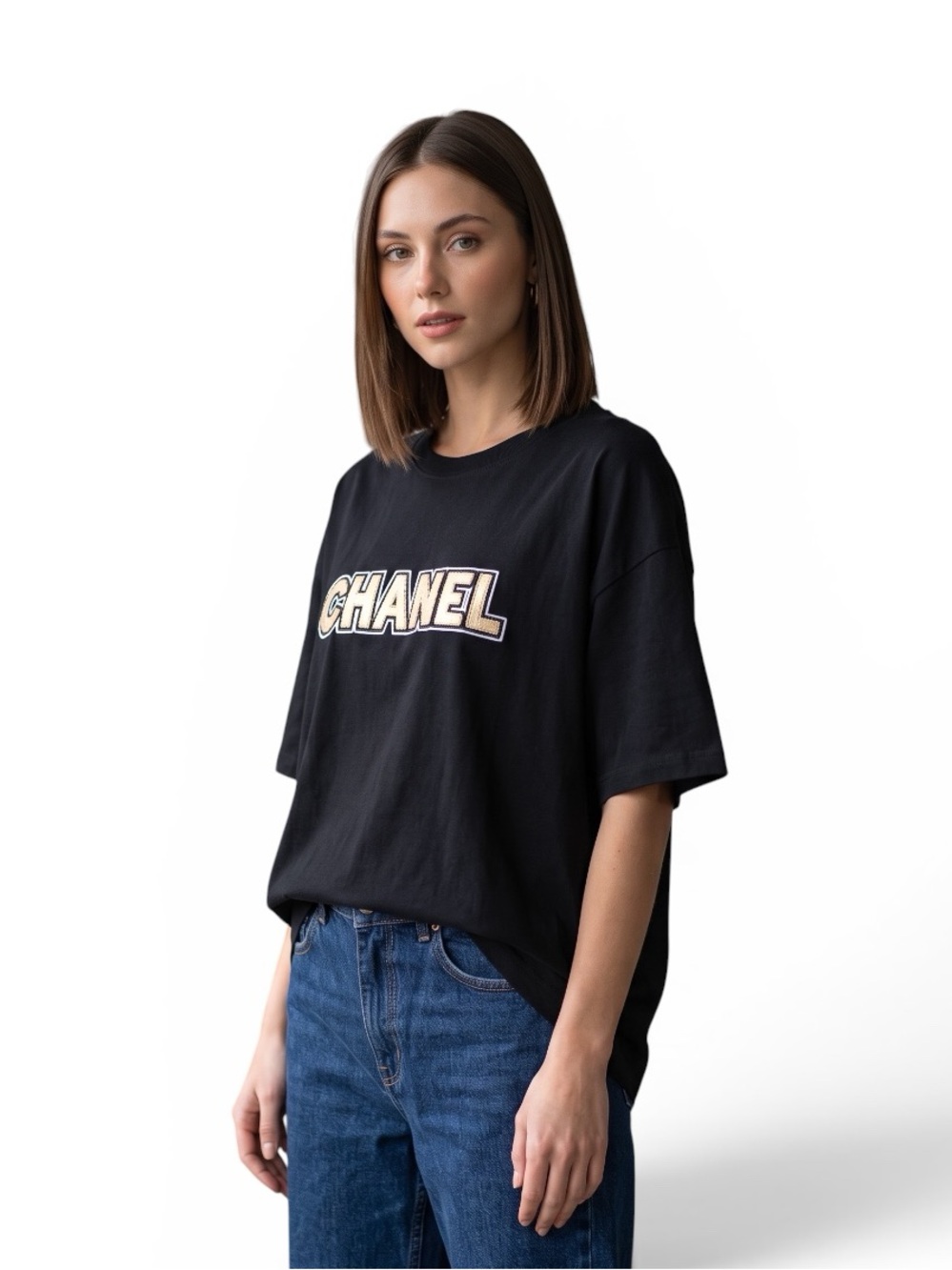Zenana Parisian Inspired Logo Graphic Tee Oversized Black XL NEW Boutique